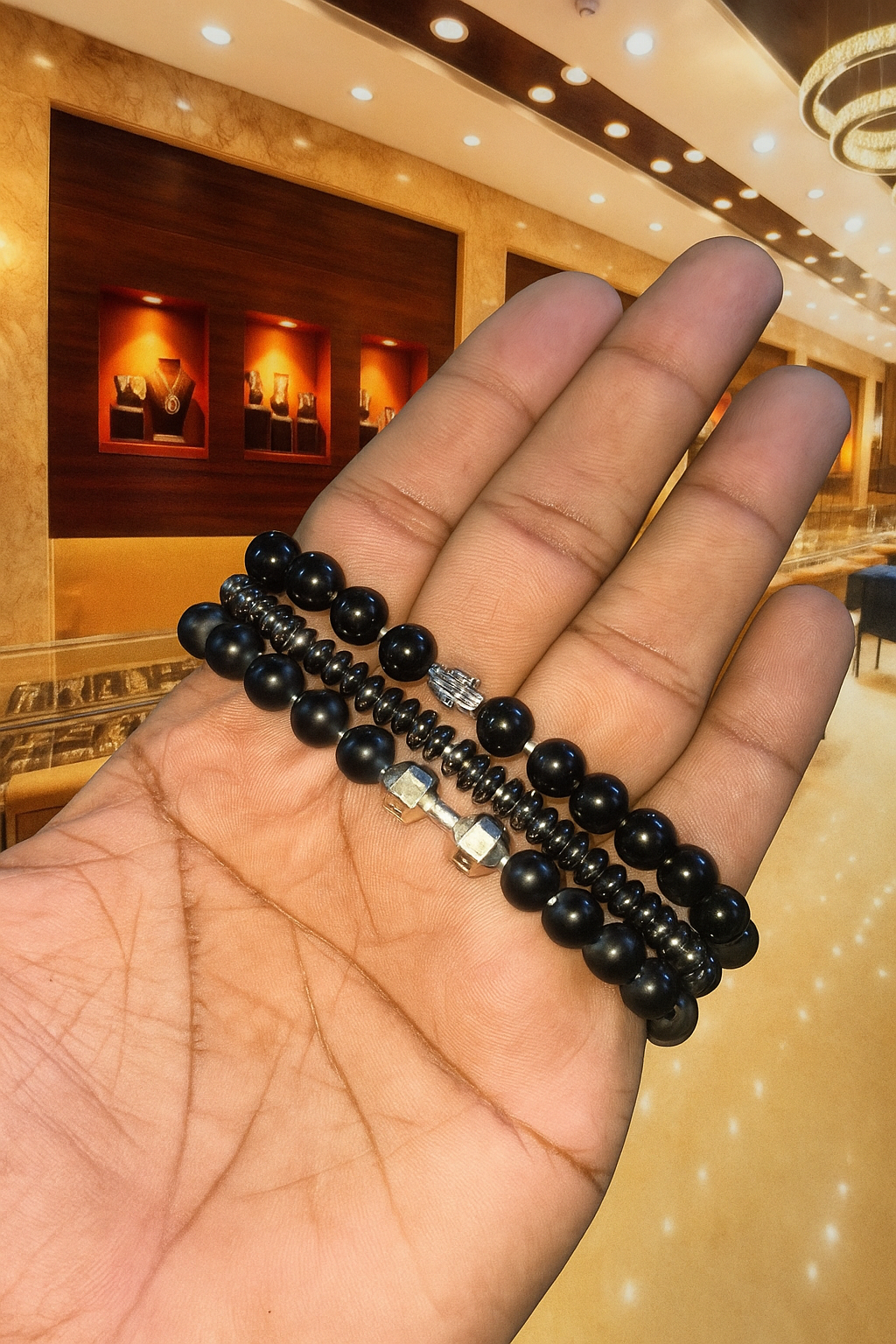 Luxury Matte Black Beaded Bracelet Set – Premium Men's Jewelry H&S Jewelers