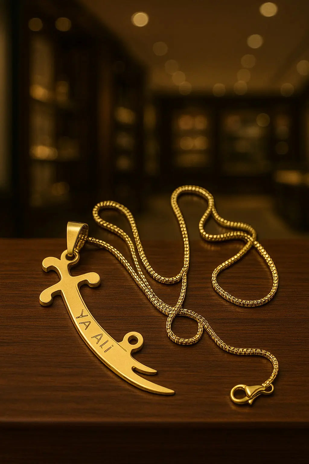 Golden Grace Zulfiqar Golden Chain Locket Pendant My Store