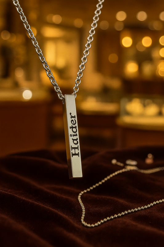 Custom Silver Bar Pendant Necklace – Personalized with Your Name H&S Jewelers
