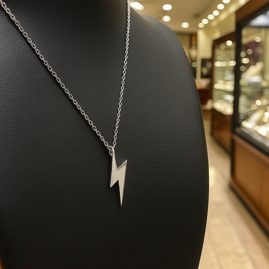 ⚡ Lightning Bolt Necklace – Available in 4 Sizes H&S Jewelers