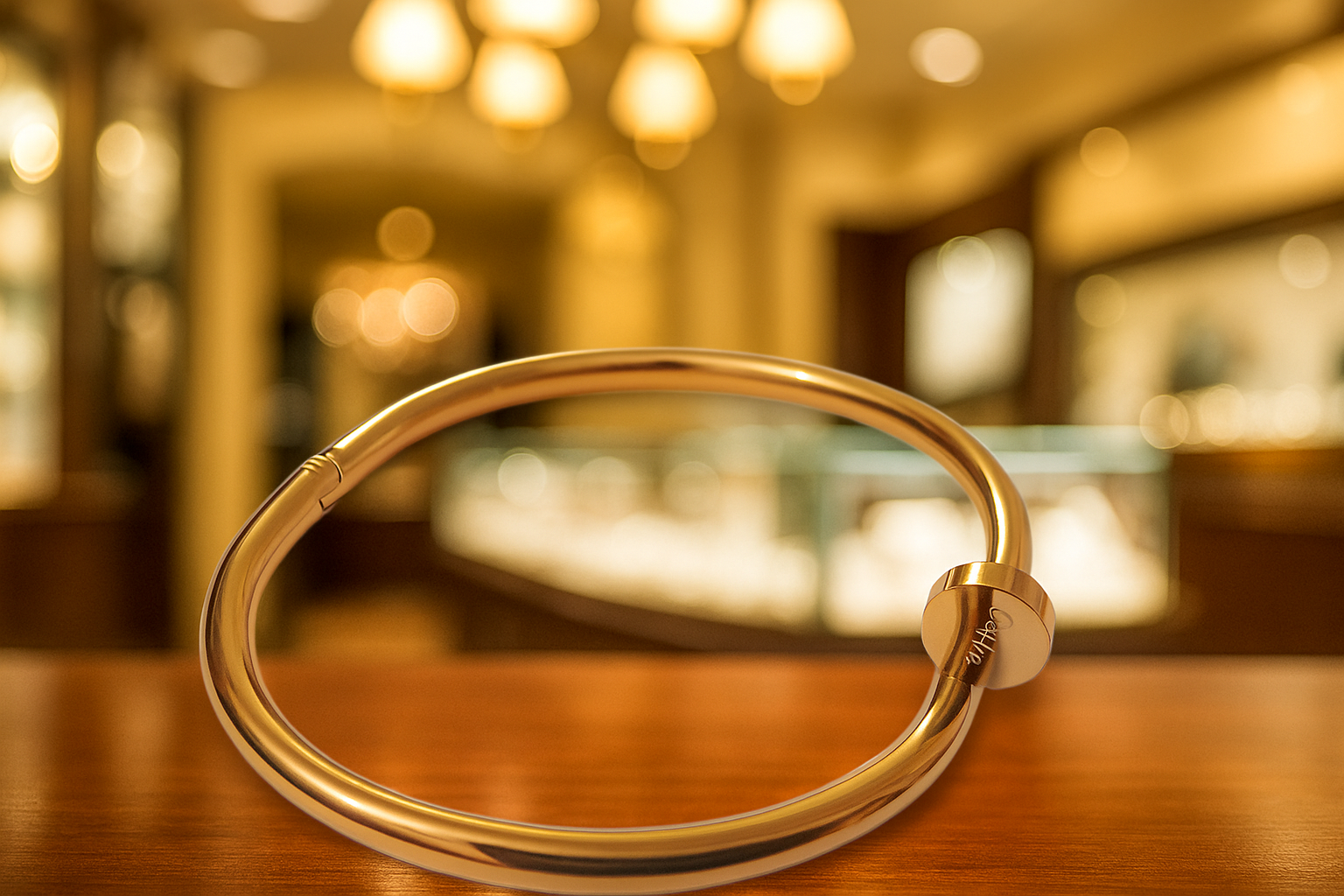 Shiny Gold Nail Cuff Bracelet H&S Jewelers