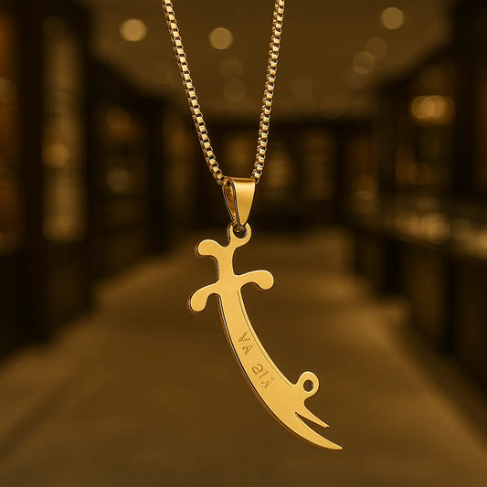 Golden Grace Zulfiqar Golden Chain Locket Pendant My Store