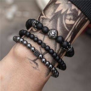 Luxury Matte Black Beaded Bracelet Set – Premium Men's Jewelry H&S Jewelers